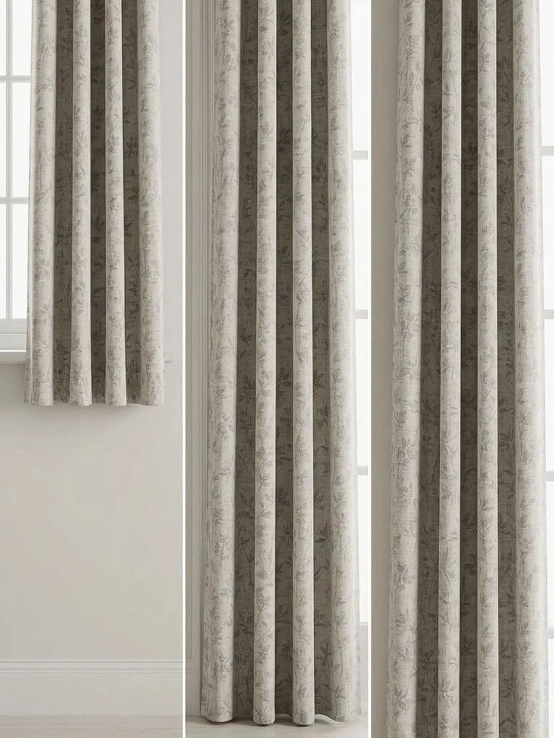 Beige & Taupe Leaf eyelet curtain in beige & taupe, eyelet heading close-up