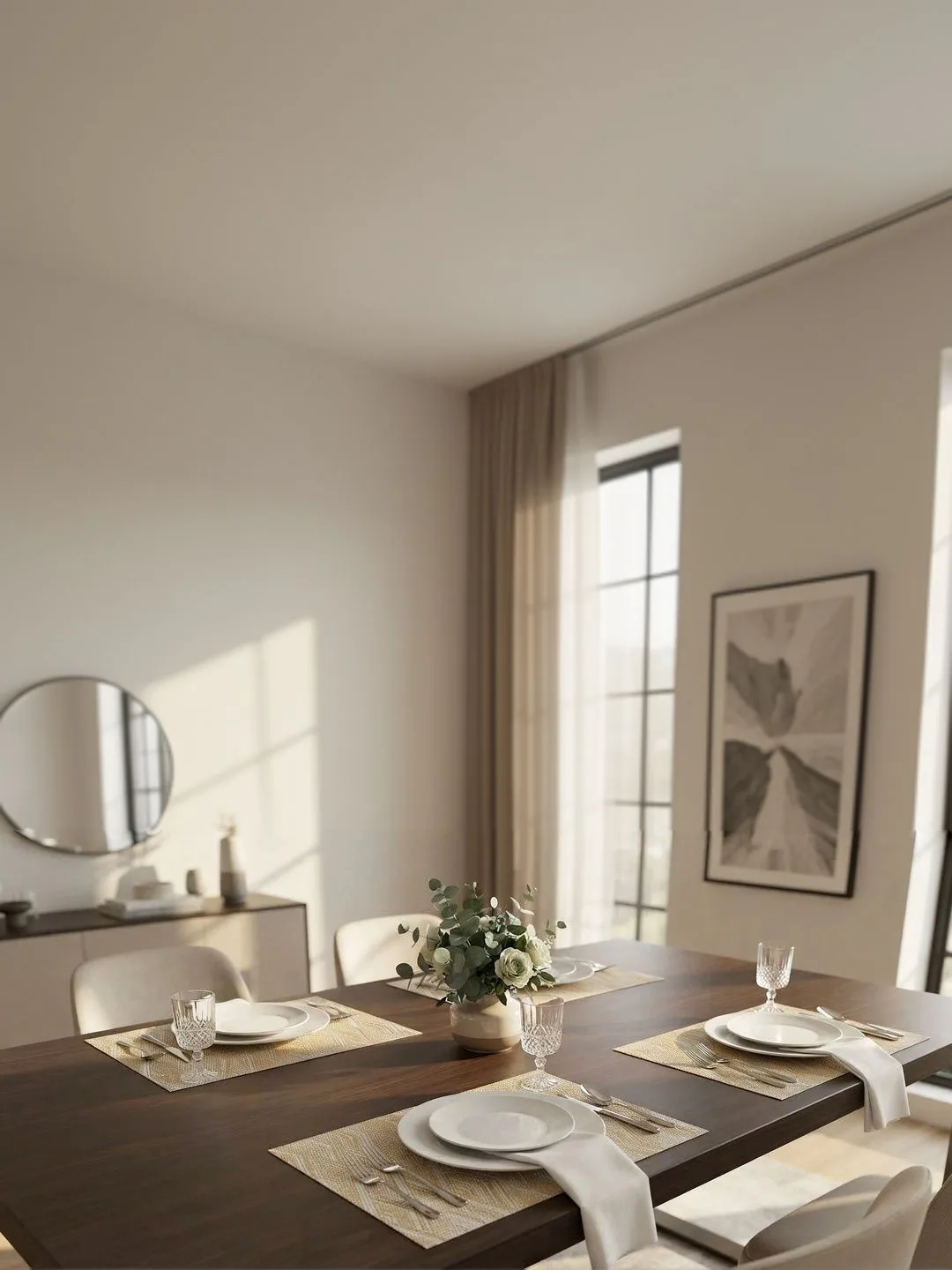 Beige Geometric Weave placemats 46 x 30 cm, full set view