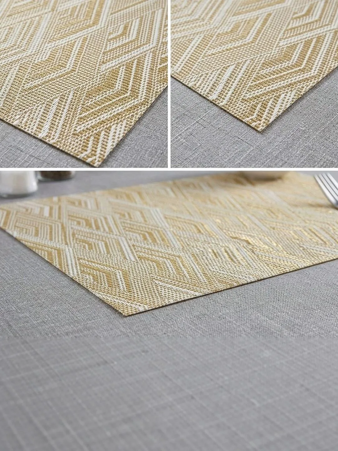 Beige Geometric Weave placemats 46 x 30 cm, texture close-up