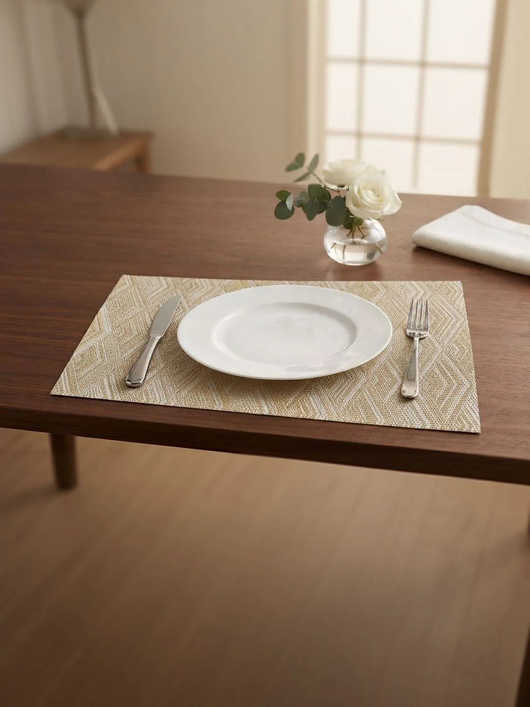 Beige Geometric Weave placemats 46 x 30 cm, detail view