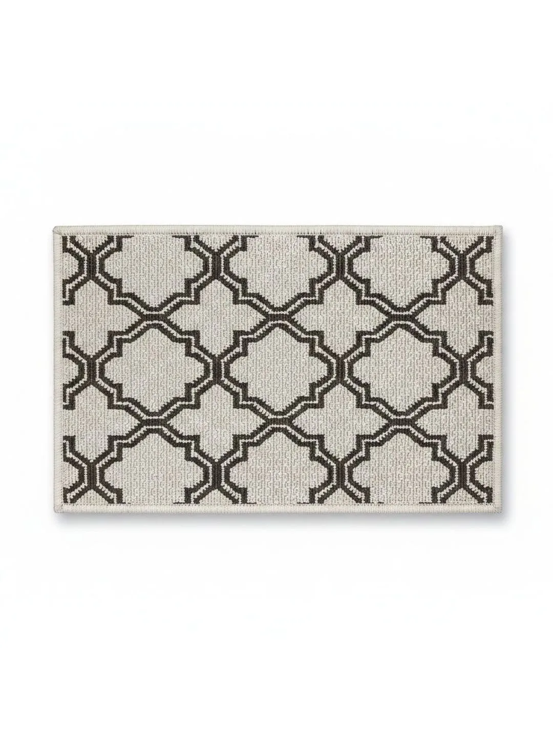 Beige Moroccan Trellis Anti-Skid Doormat 60 x 40 cm in beige & charcoal, full view