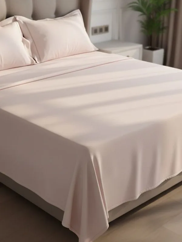 Blush Pink 600 TC Egyptian Cotton king size bedsheet with 2 pillow covers, on a styled king bed