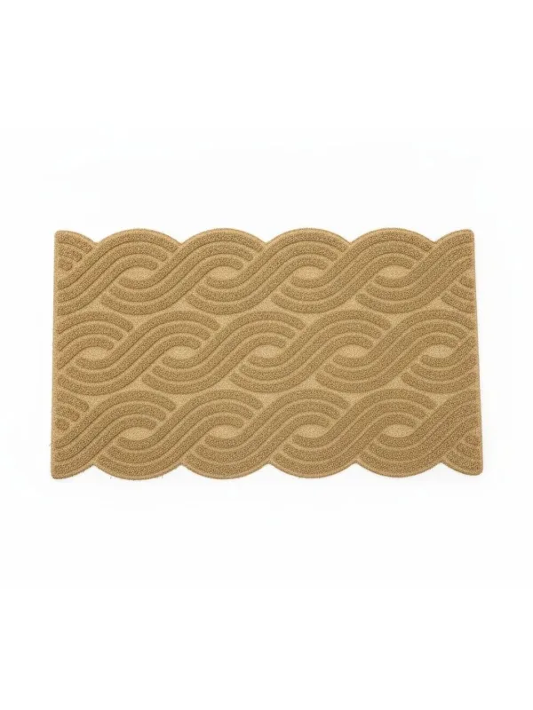 Camel Beige Braided Wave Anti-Skid Doormat 75 x 45 cm in camel beige, styled at the entrance