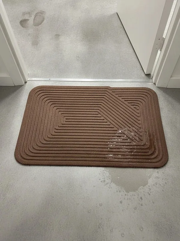 Chestnut Brown Ribbed Anti-Skid Doormat in chestnut brown, styled at the entrance