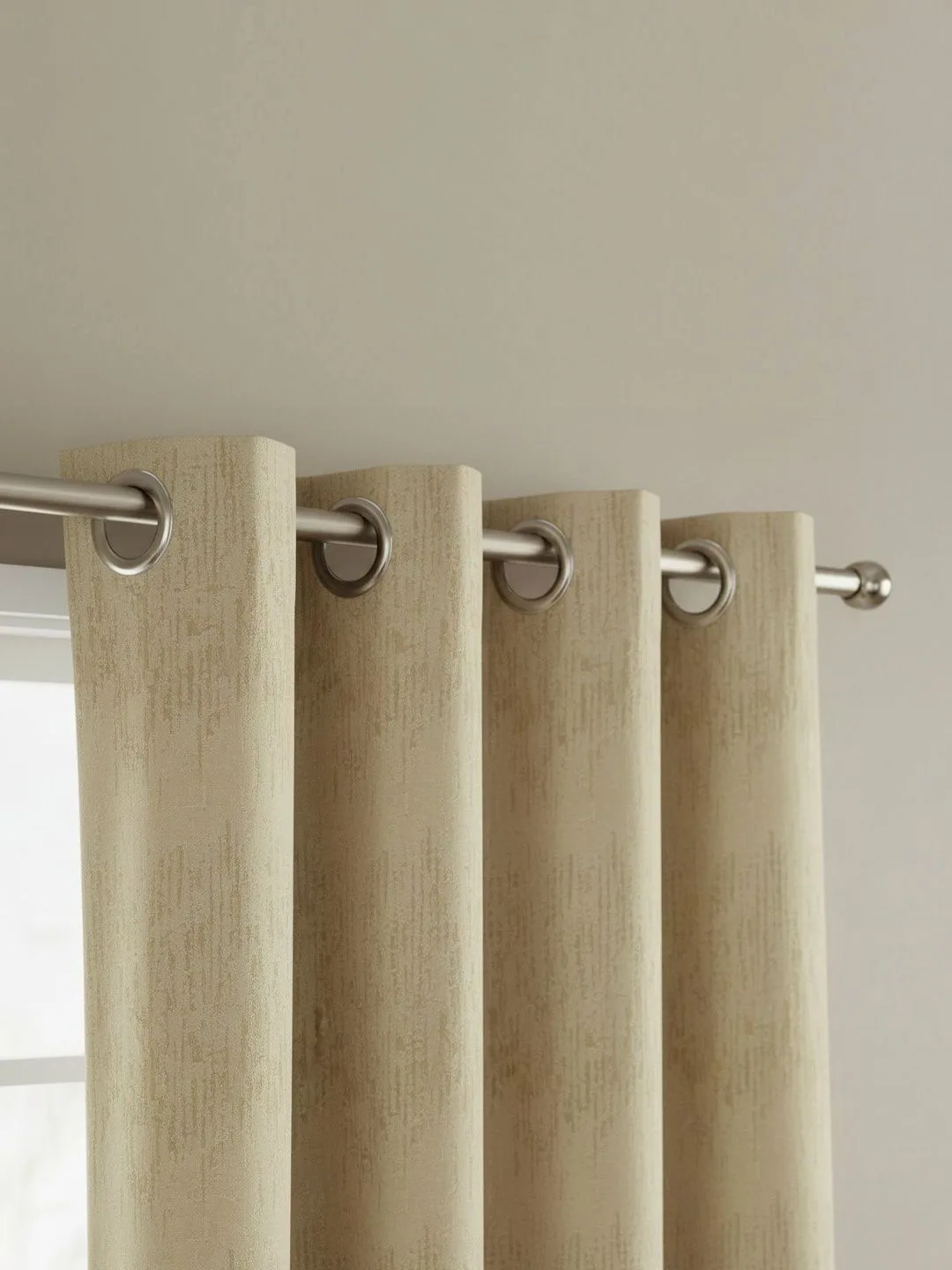 Cream Bark Texture room-darkening curtains in cream, alternate view