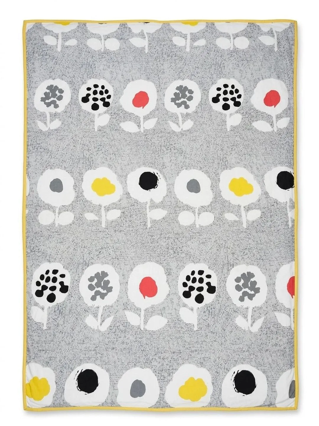 Grey Retro Poppy 300 GSM cotton single bed quilt in grey multicolour, folded detail