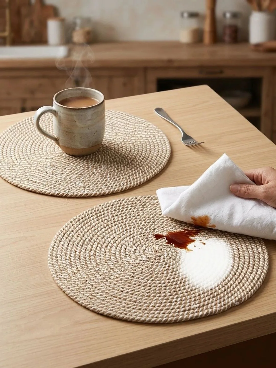 Natural Jute Braided Round placemats 36 cm diameter, table setting