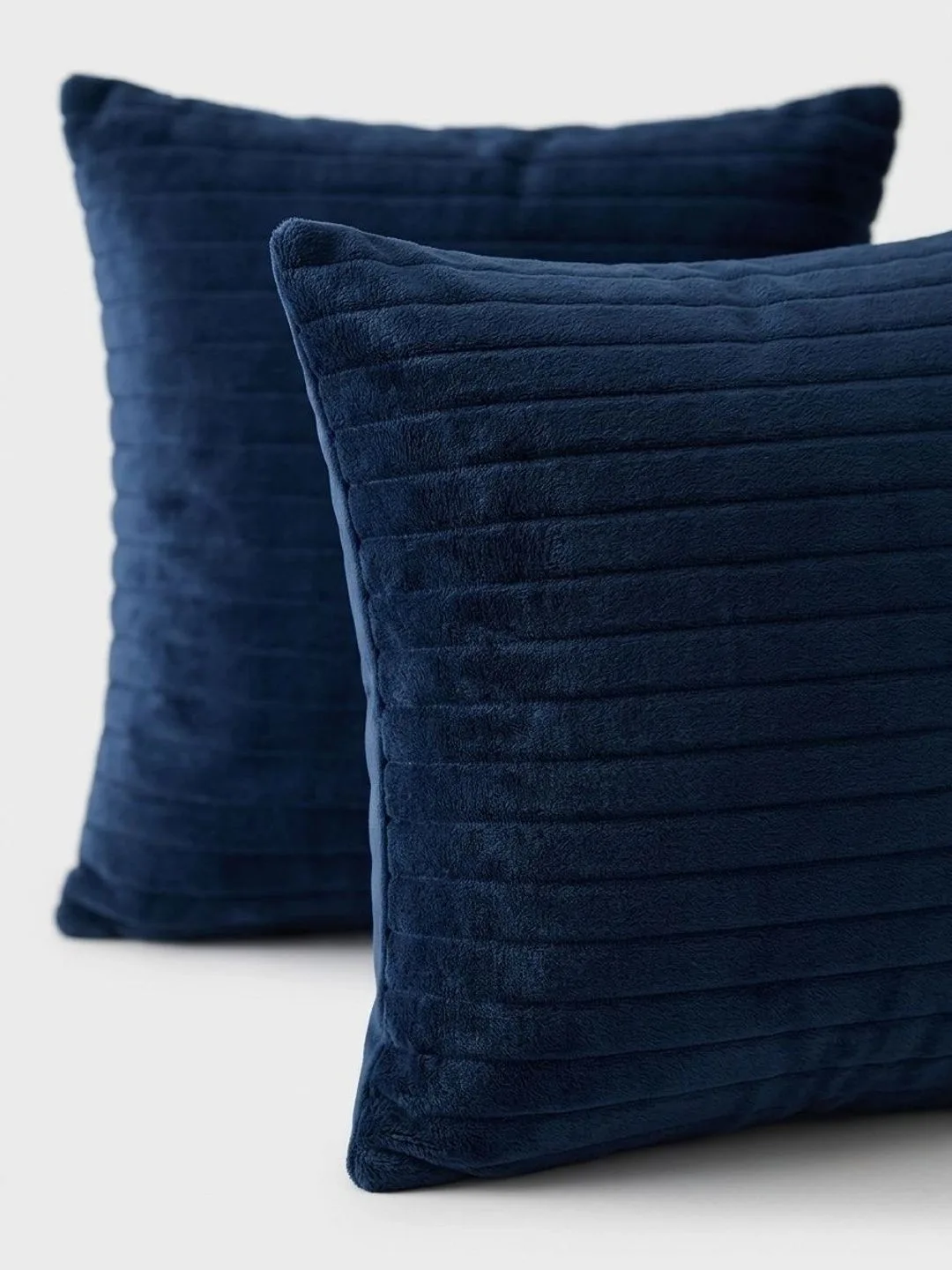 Navy Blue Channel Ribbed cushion covers, set of 3, 16 x 16 inch, full set view