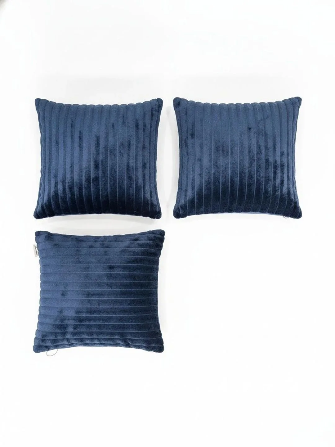 Navy Blue Channel Ribbed cushion covers, set of 3, 16 x 16 inch, alternate view