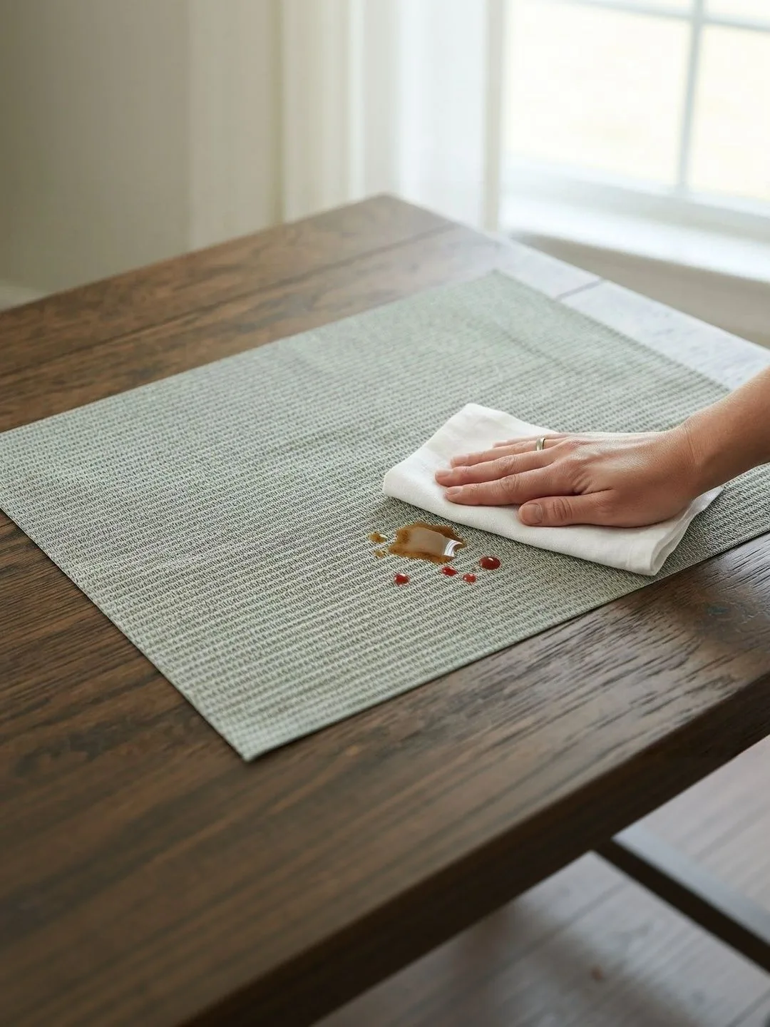 Sage Green Woven placemats 46 x 30 cm, texture close-up