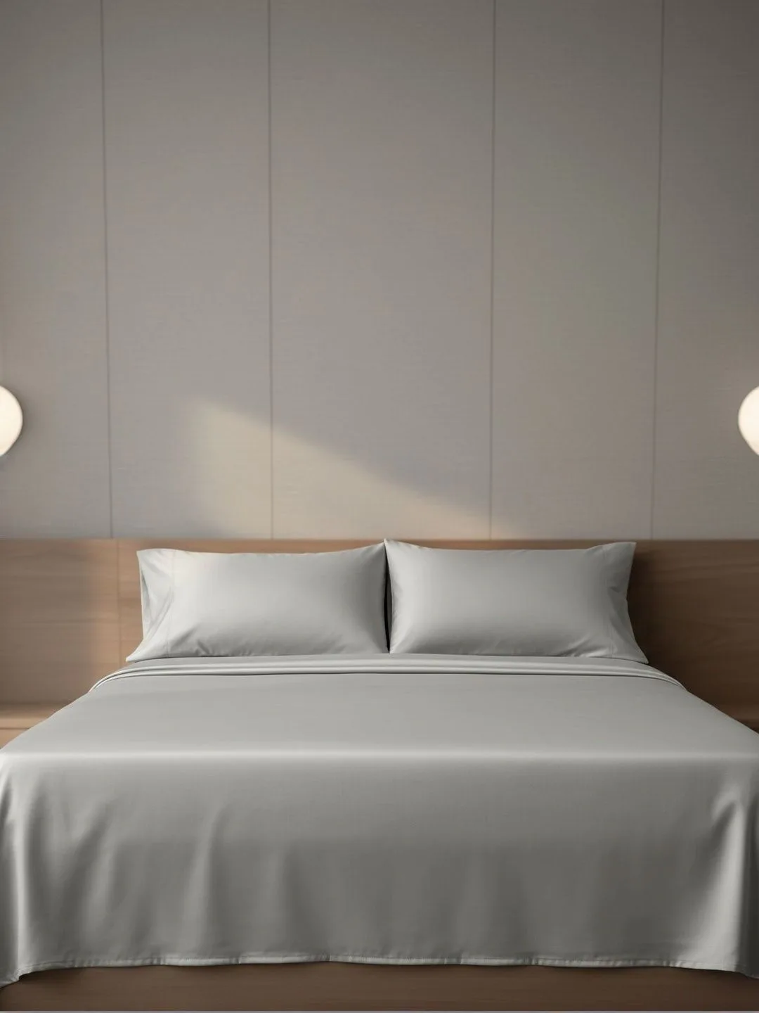 Silver Grey 1000 TC Egyptian Cotton king size bedsheet with 2 pillow covers, styled bedroom view