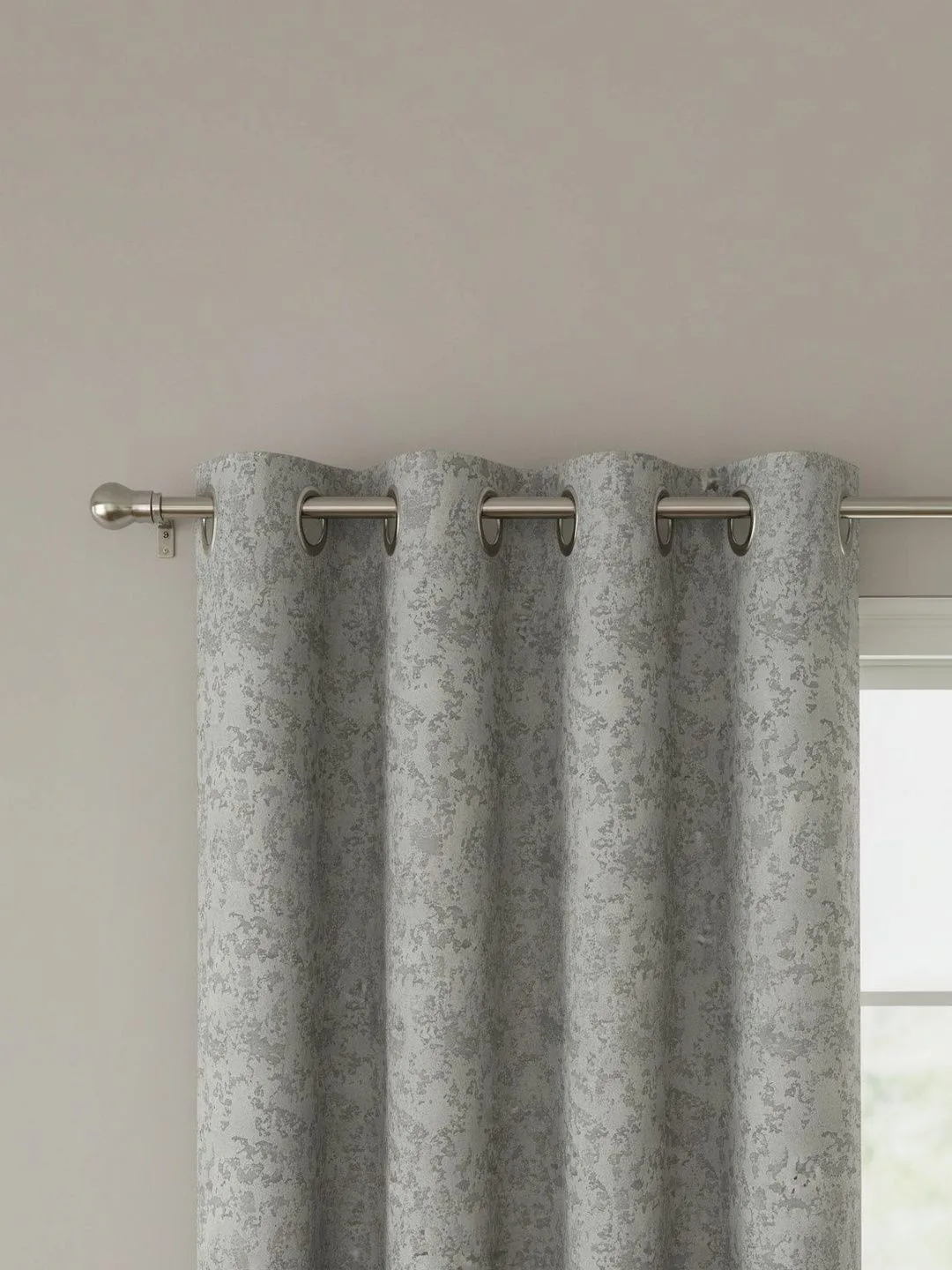 Silver Grey Marble Texture room-darkening curtains in silver grey, alternate view
