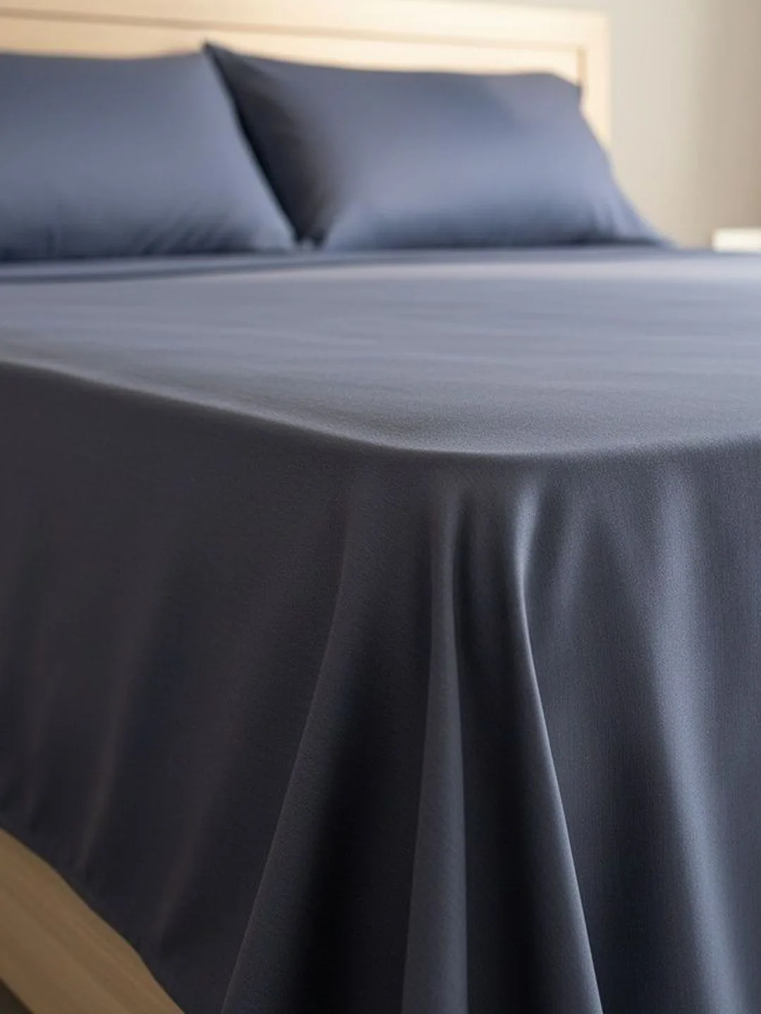 Slate Blue 600 TC Egyptian Cotton king size bedsheet with 2 pillow covers, folded detail