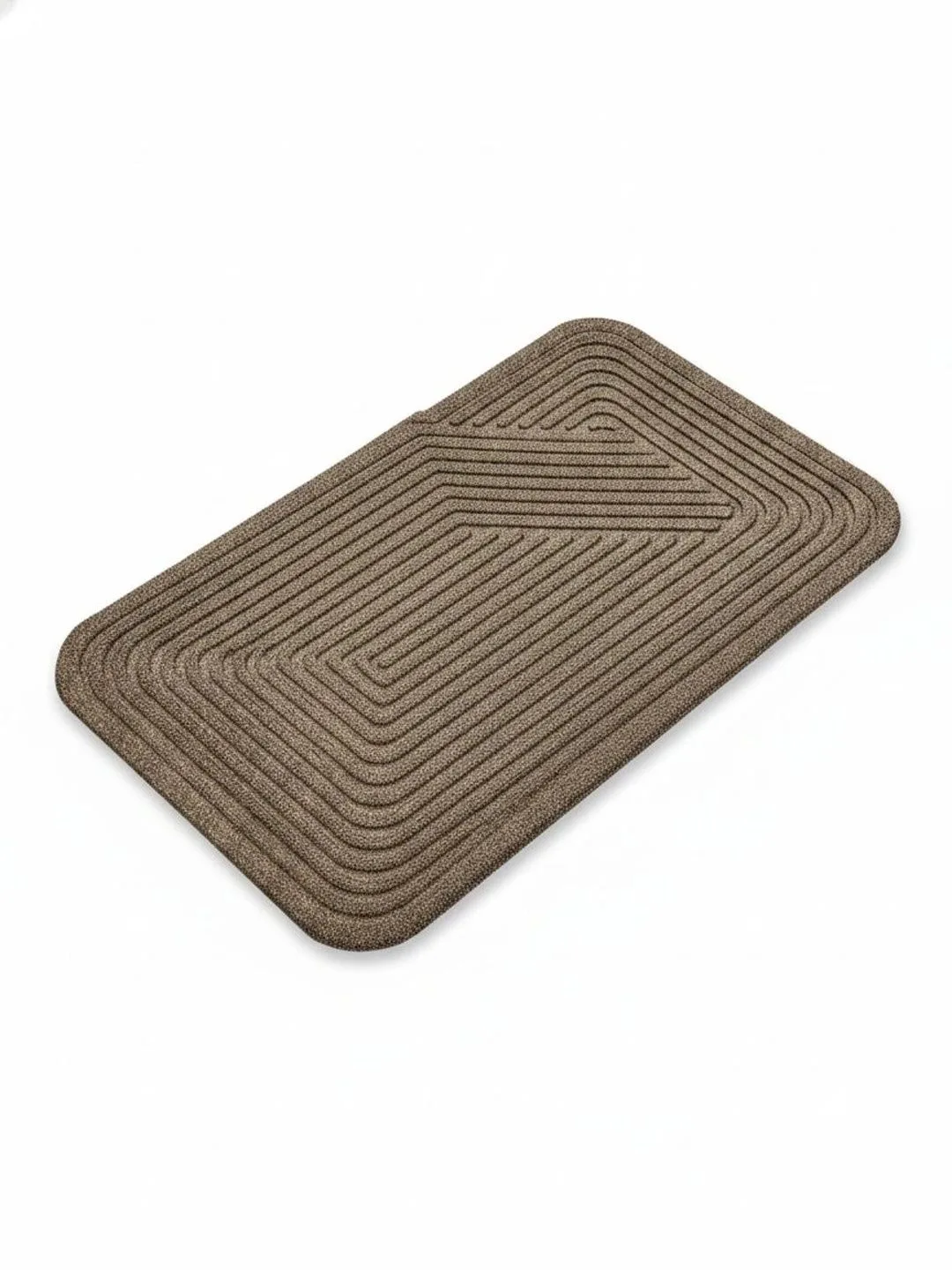 Taupe Brown Ribbed Anti-Skid Doormat in taupe brown, styled at the entrance