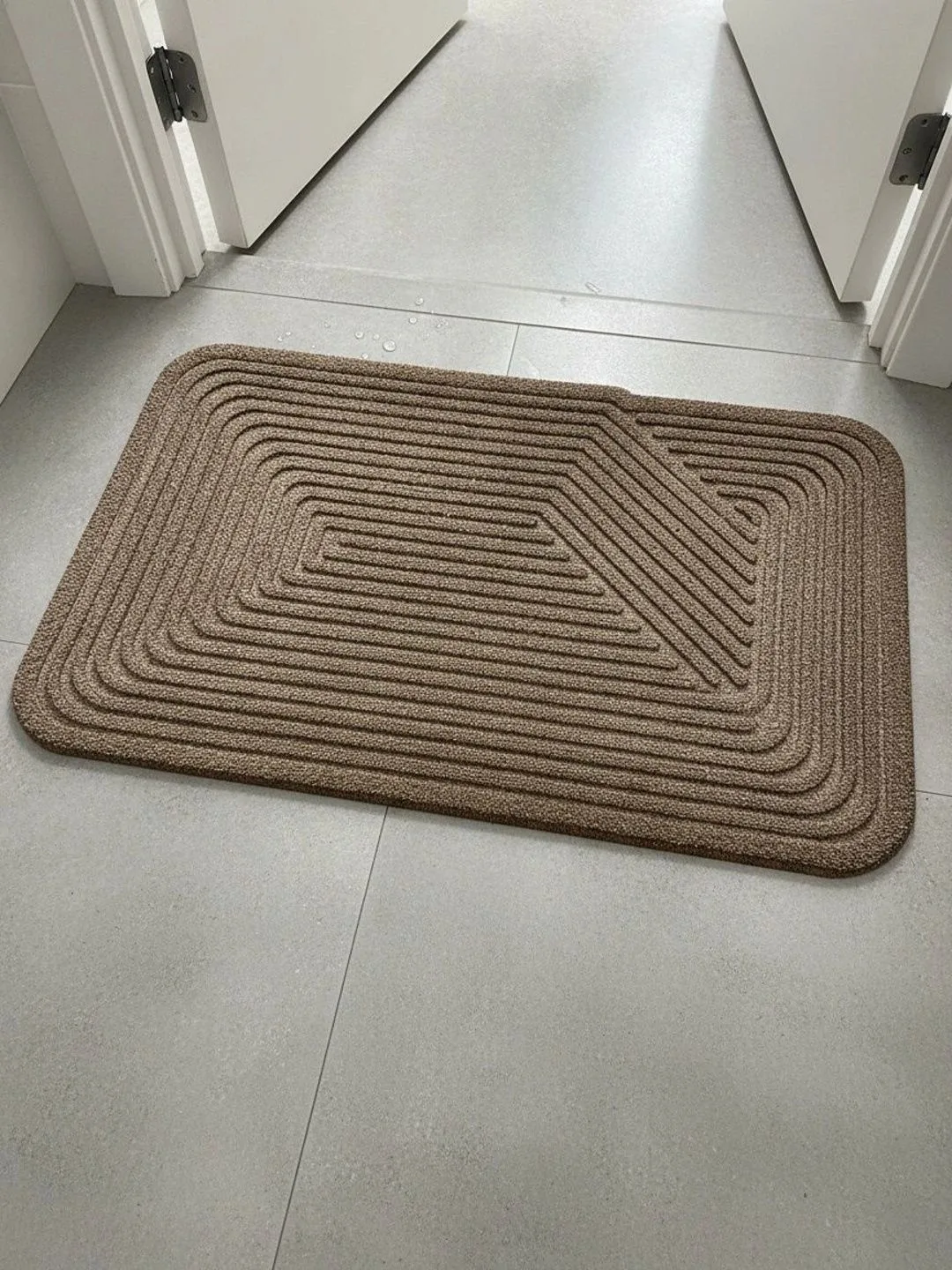 Taupe Brown Ribbed Anti-Skid Doormat in taupe brown, ribbed texture close-up
