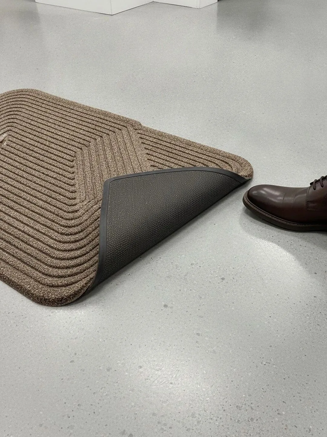 Taupe Brown Ribbed Anti-Skid Doormat in taupe brown, alternate view