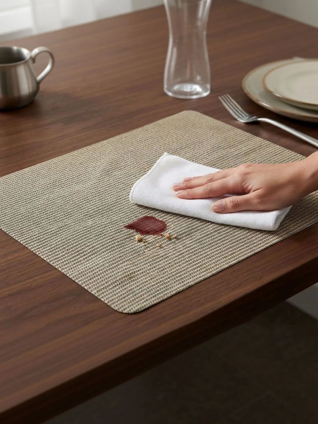 Taupe Woven placemats 46 x 30 cm, texture close-up