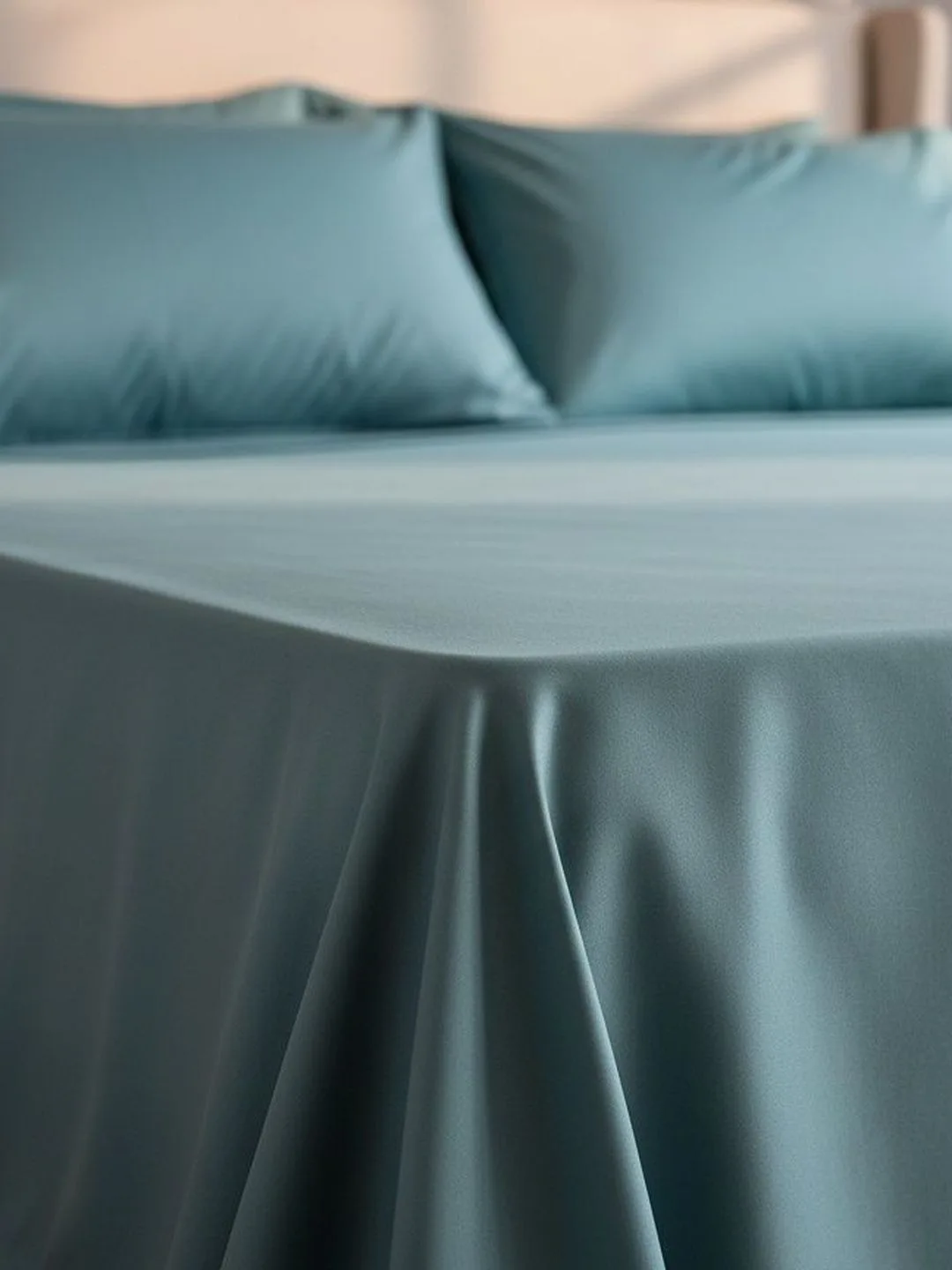 Teal 600 TC Egyptian Cotton king size bedsheet with 2 pillow covers, folded detail